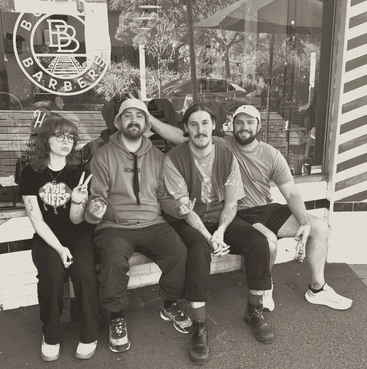 The Boxcar Barbers team out the front of the shop